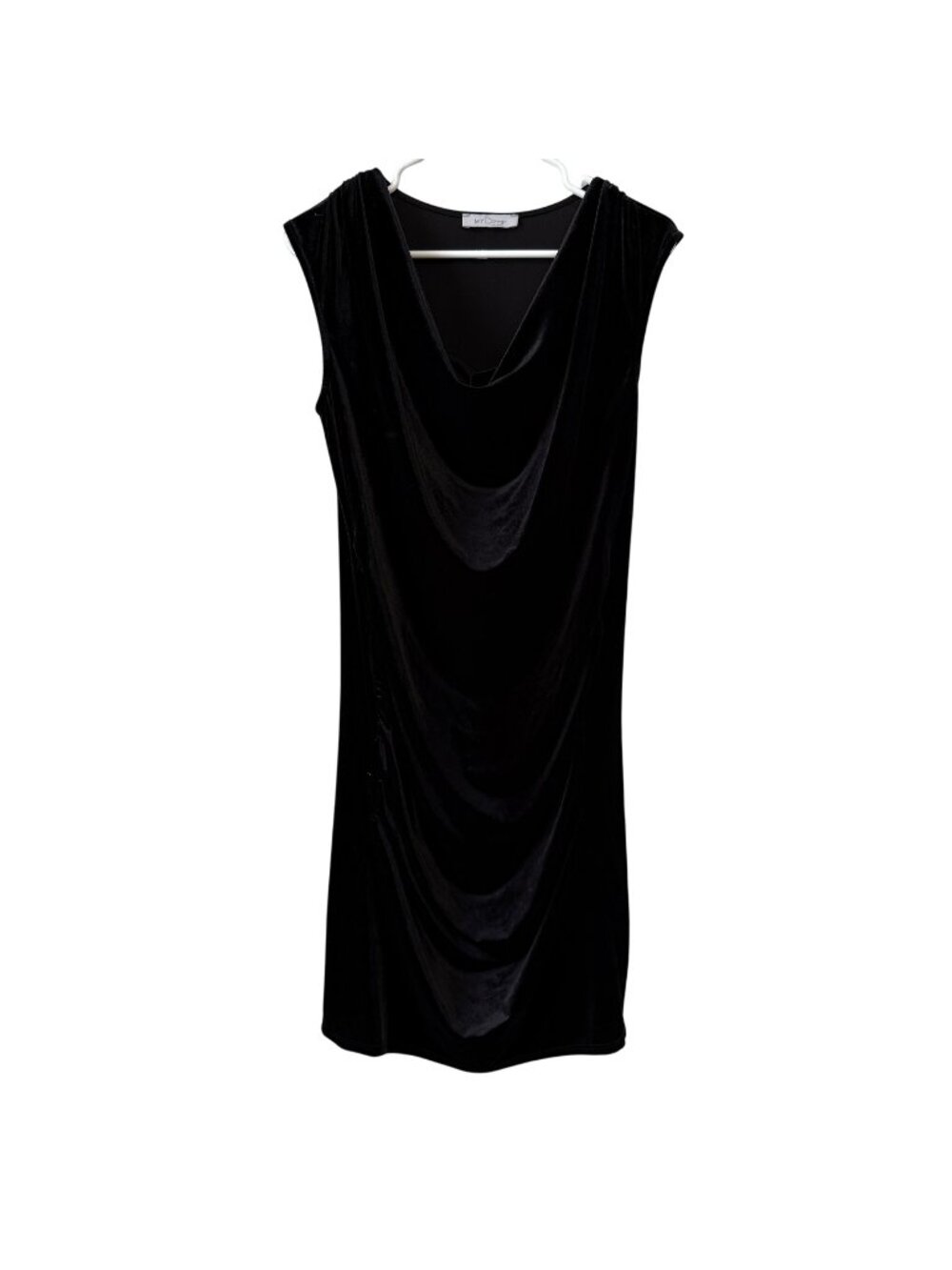 Black Sleeveless Drape Velvet Maternity Dress By My Bump L